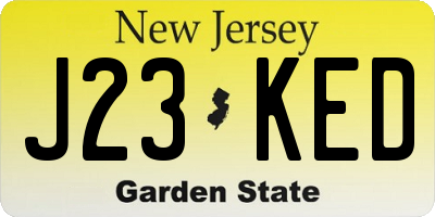 NJ license plate J23KED