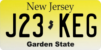 NJ license plate J23KEG