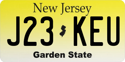 NJ license plate J23KEU