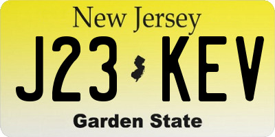NJ license plate J23KEV