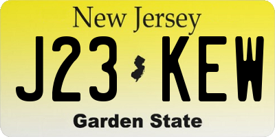 NJ license plate J23KEW