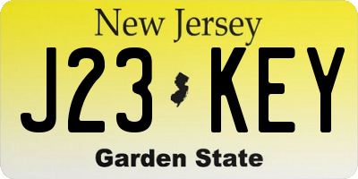 NJ license plate J23KEY