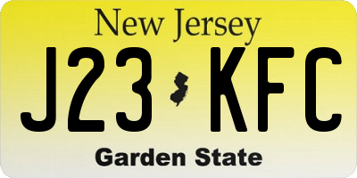NJ license plate J23KFC