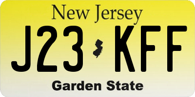 NJ license plate J23KFF