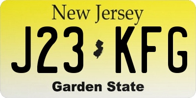 NJ license plate J23KFG