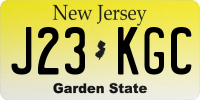 NJ license plate J23KGC