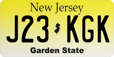 NJ license plate J23KGK
