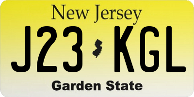 NJ license plate J23KGL