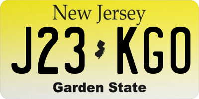 NJ license plate J23KGO