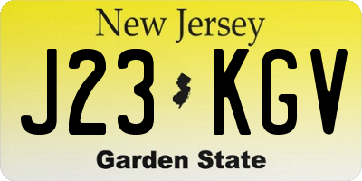 NJ license plate J23KGV