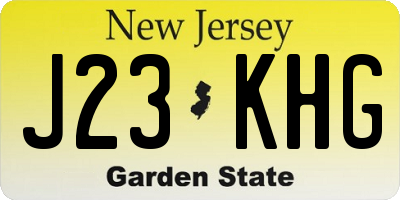 NJ license plate J23KHG