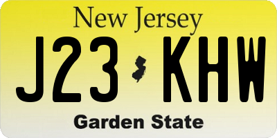 NJ license plate J23KHW