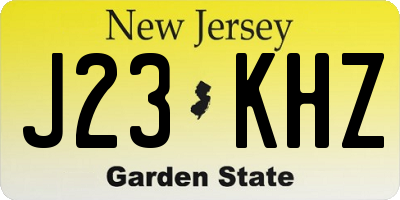 NJ license plate J23KHZ