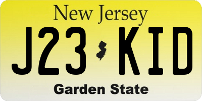 NJ license plate J23KID