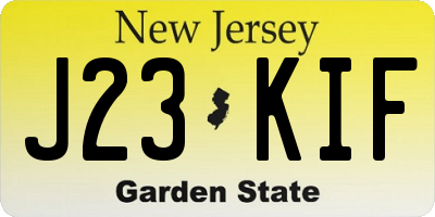 NJ license plate J23KIF