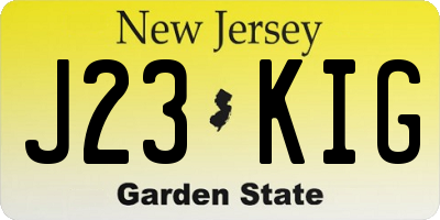 NJ license plate J23KIG