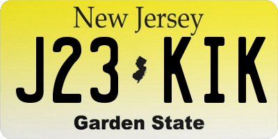 NJ license plate J23KIK