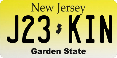NJ license plate J23KIN