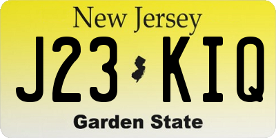 NJ license plate J23KIQ