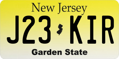 NJ license plate J23KIR