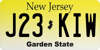 NJ license plate J23KIW