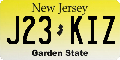 NJ license plate J23KIZ