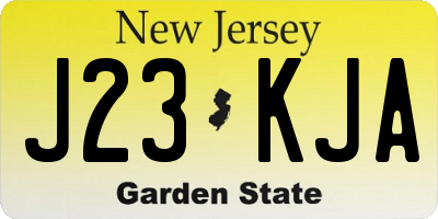 NJ license plate J23KJA
