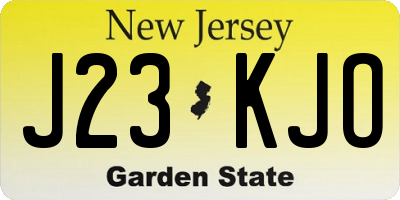 NJ license plate J23KJO