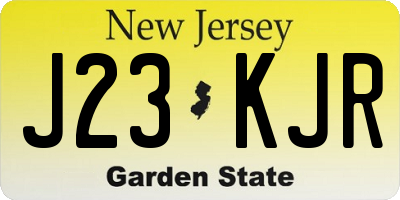 NJ license plate J23KJR