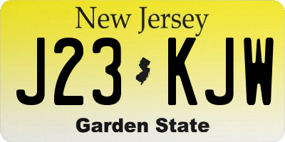 NJ license plate J23KJW