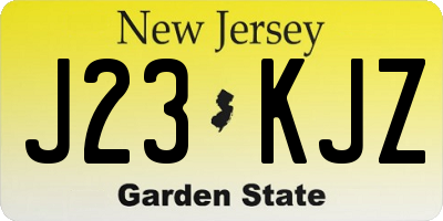 NJ license plate J23KJZ