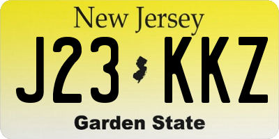NJ license plate J23KKZ