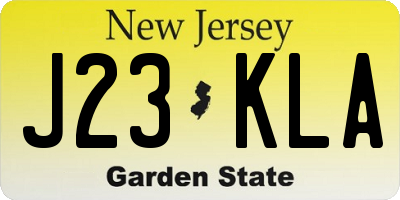 NJ license plate J23KLA