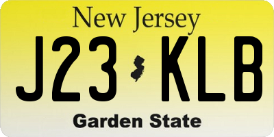 NJ license plate J23KLB