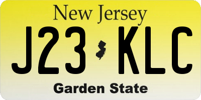 NJ license plate J23KLC