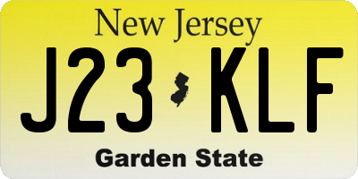 NJ license plate J23KLF