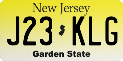 NJ license plate J23KLG