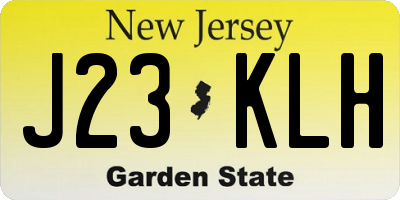 NJ license plate J23KLH