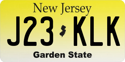 NJ license plate J23KLK