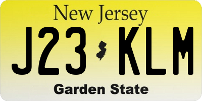 NJ license plate J23KLM