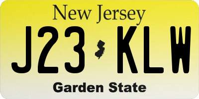 NJ license plate J23KLW