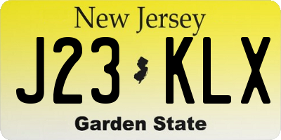 NJ license plate J23KLX