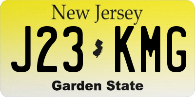 NJ license plate J23KMG