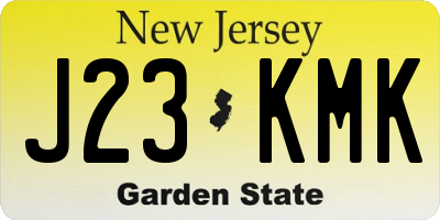 NJ license plate J23KMK