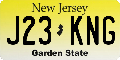 NJ license plate J23KNG