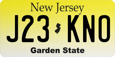 NJ license plate J23KNO