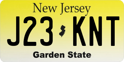 NJ license plate J23KNT