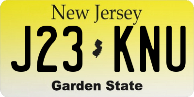 NJ license plate J23KNU