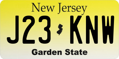 NJ license plate J23KNW