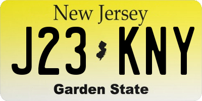 NJ license plate J23KNY